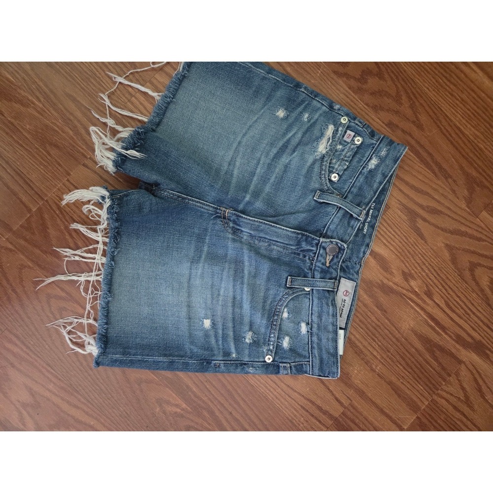 AG Adriano Goldschmied The Mikkel Short High Rise‎ Distressed Denim Shorts 24R